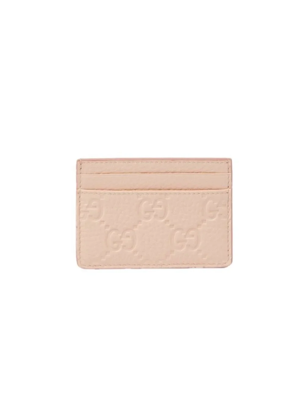 Gucci Women’s GG Emblem Brainy Calfskin Card Case Pink 815883
